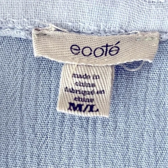 Ecote | Blue Ombré Cotton Gauze Oversized V-Neck Top, M/L - Picture 8 of 9